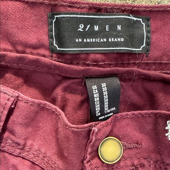 21men Men’s Skinny Burgundy Trousers - Picture 2 of 13